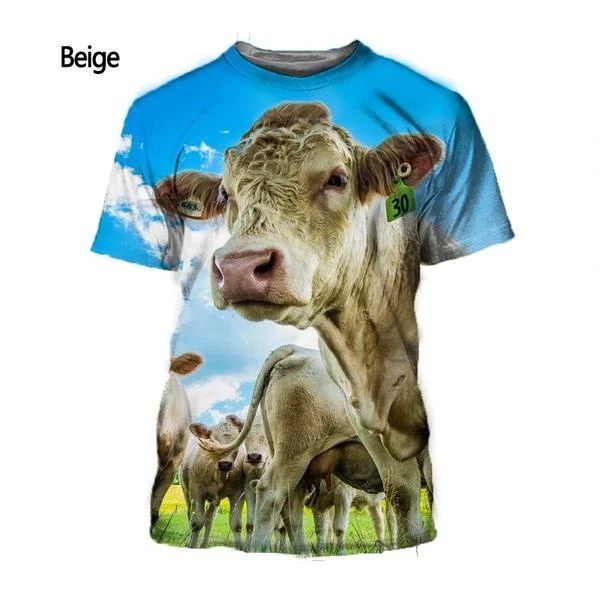 

2024 Animal Cow T-Shirt Men's Casual Short Sleeve T-Shirt Summer Fashion 3D Printed T-shirt
