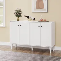 Sideboard Buffet Cabinet Kitchen Storage Cabinet Living Room 4 Doors Console Table (White) 1