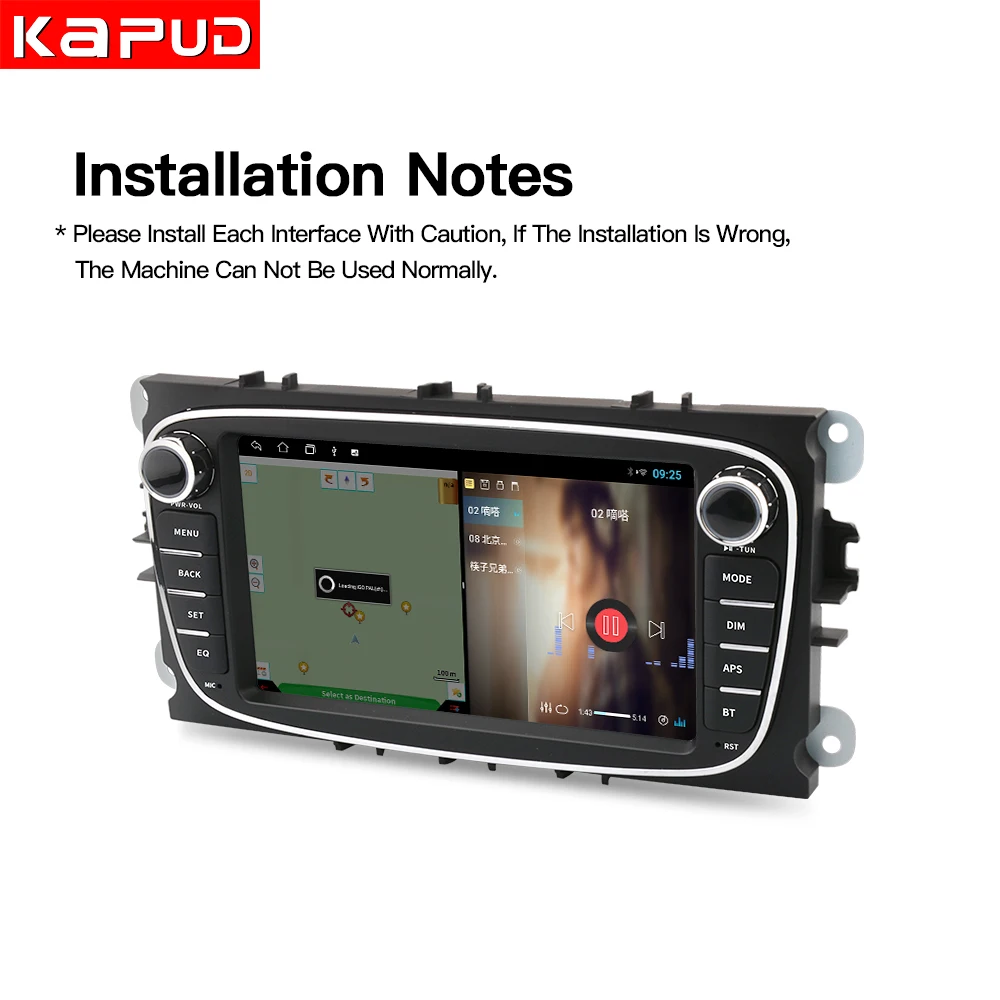 Kapud Android Auto Radio Car Multimedia Player Stereo For Ford Focus 2 Mk2 Mk3 S-max 2004-2011 CarPlay GPS Navigation BT Wifi