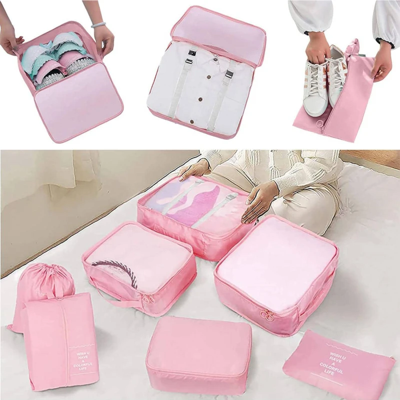

9pcs Travel Storage Bag Set Travel Organizer Bag for Clothes Wardrobe Suitcase Tidy Organizer Pouch Case Shoes Packing Bag