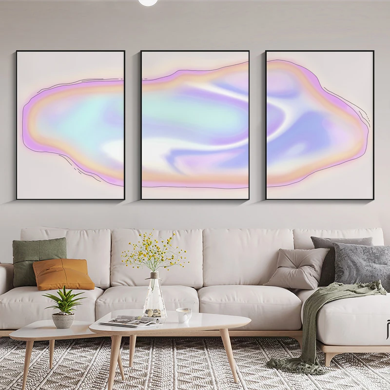 Stretched Trendy Aura Gradient Posters and Prints Abstract Art Canvas Painting Wall Art Pictures Home Bar Room Decoration