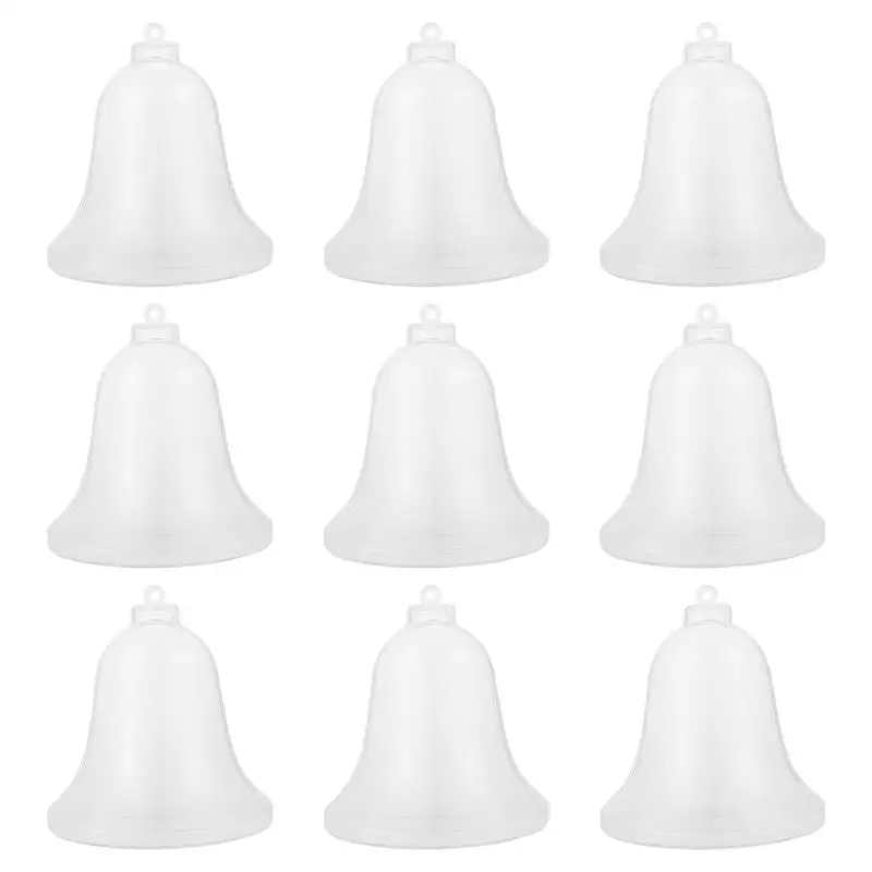 

10pcs Xmas Hanging Decor Xmas Candy Box Clear Plastic Bell Ornament Transparent