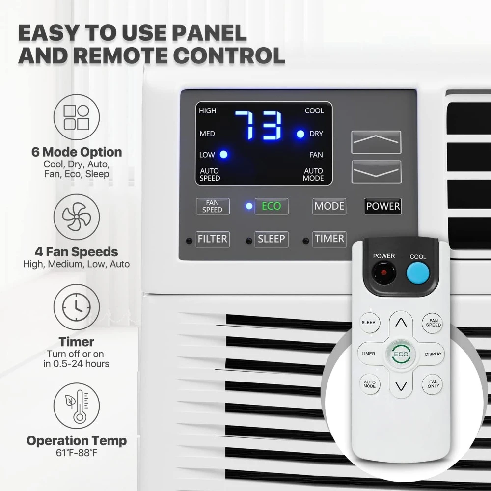 Window-Mounted Room Air Conditioner, Powerful Indoor AC with Multi-Speed Mode, Programmable Timer, Cool up to 450 Sq.Ft. 5