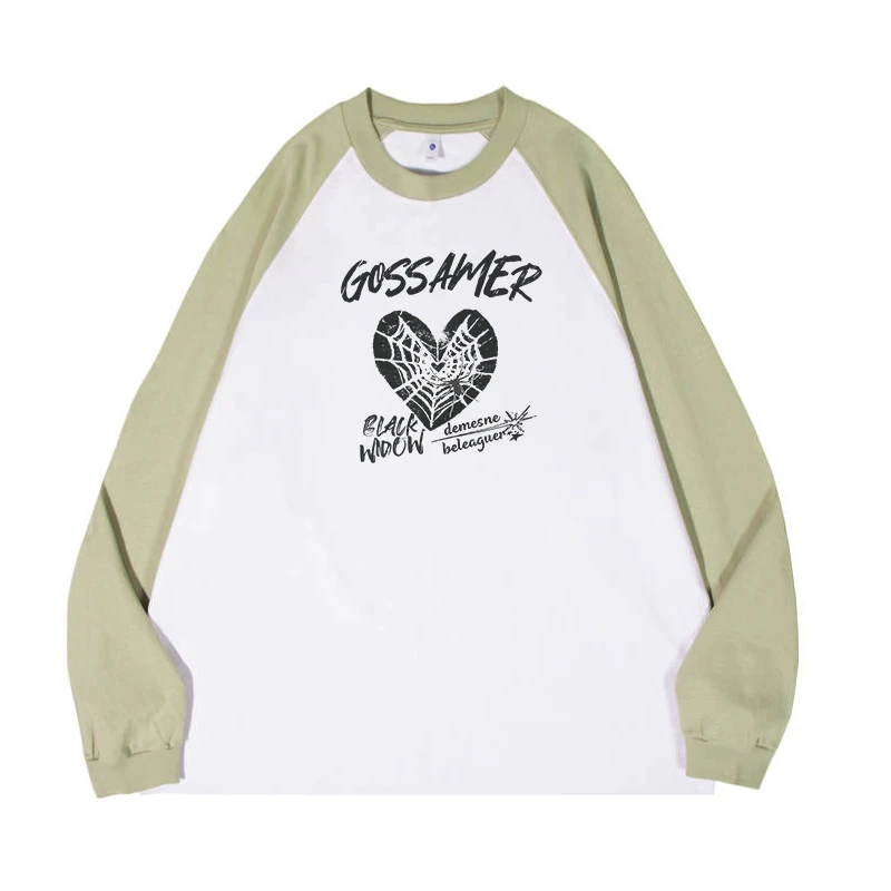 American Retro Sweatshirts for Women O-neck Spring and Autumn Oversize Long Sleeve Loose Female High Street Harajuku Pullovers