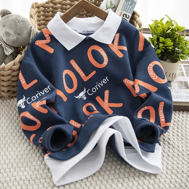 Toddler Baby hoodie Girls Fashion Sweatshirts Kids Boys Long Sleeve Cartoon Tees Children Letter Print Cute Print Outerwear