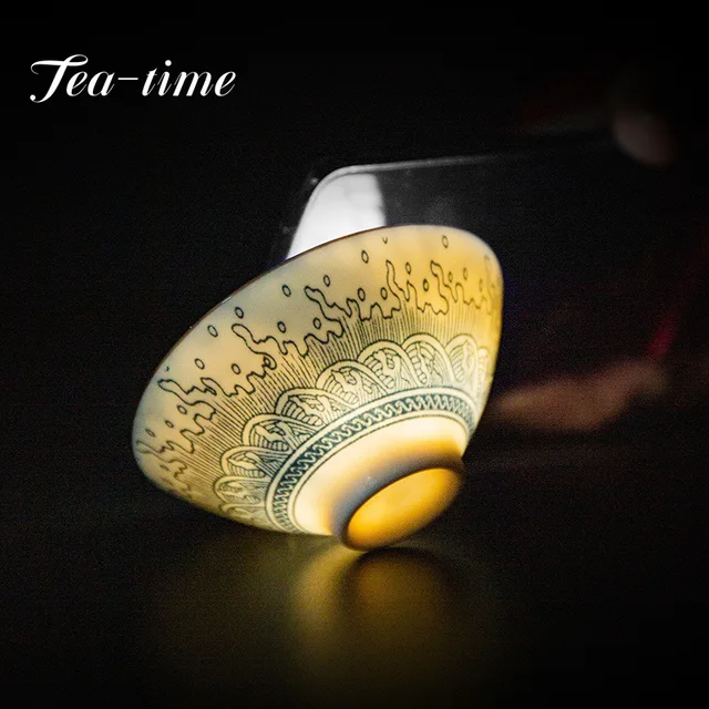 85 Ml Retro Kék És Fehér Porcelán Kúp Teáscsésze Méretezés Elleni Kézzel Festett Kerámia Tea Tál Utazási Meditációs Csésze Kínai Teakészlet - Image 2