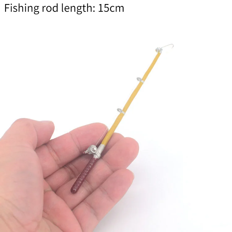1:12 Dollhouse Miniature Metal Fishing Rod Model Doll Life Scene Decoration Mini boat Mini beach chair Gift Dolls Accessories 