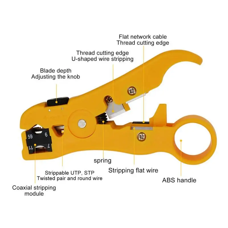 Wire Stripper Coaxial Cable Cutter Universal Prepping Tools Multifunctional Wire Strippers for Coaxial Cables Network Cables wire stripper tools multi functional tools electrician tools