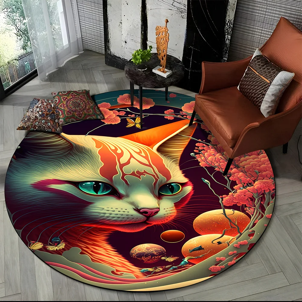 Tapete redondo 3D gato persa, tapete para sala de estar, quarto, decoração de sala de jogos infantil, tapete antiderrapante para animais de estimação, desenho animado de trapo, fofo 19 S9bc131a712f24aa1b6808145c427d1a6w