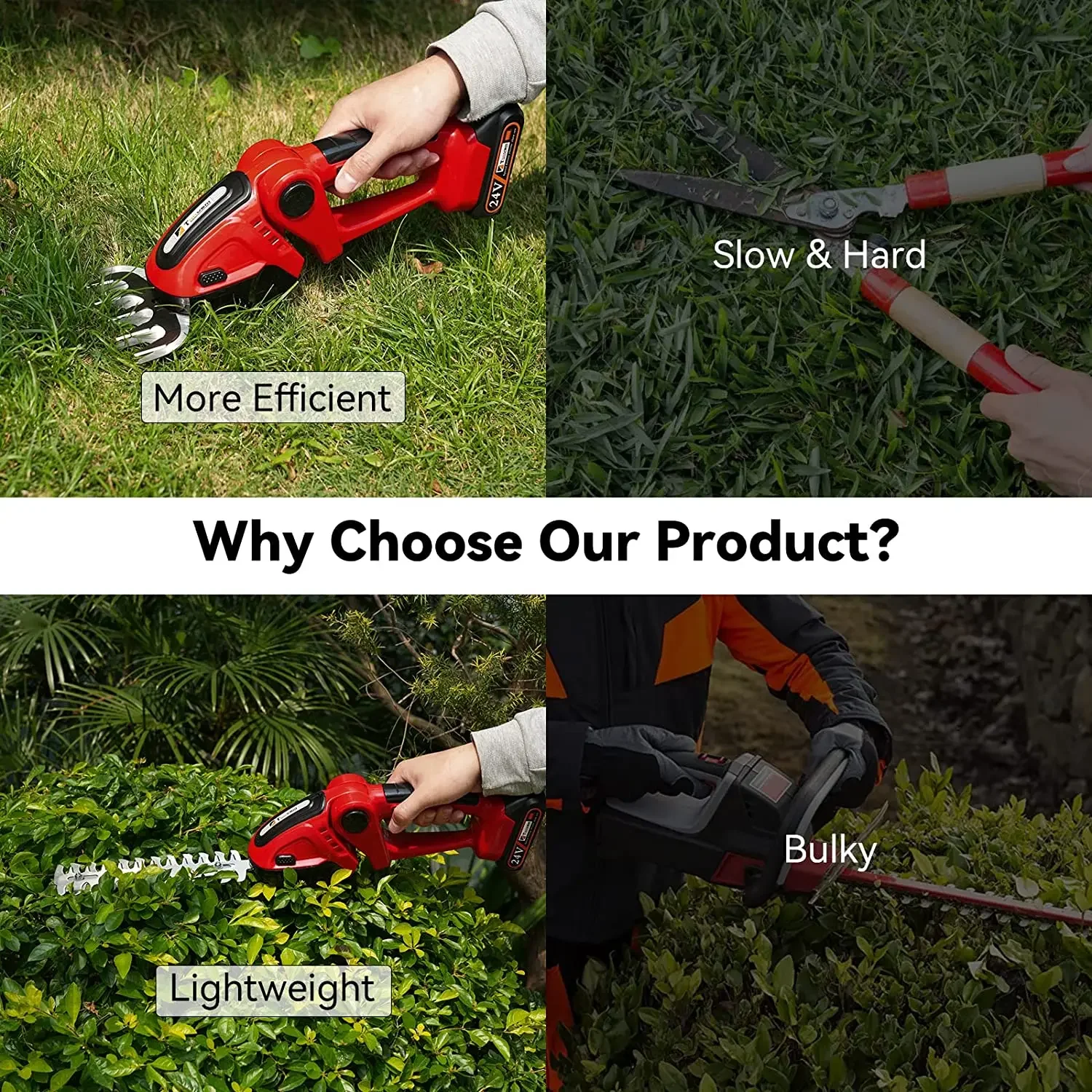 Cordless Hedge Trimmer With 2-in-1 Grass Shear Garden Maintenance Kit 21V Including Battery And Charger