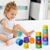 Kids Bathroom Stacked Cups Set Toys Water/Beach Games Tool Cup Stacking Educational Toys for Baby Bathtub Toddlers Birthday Gift 3