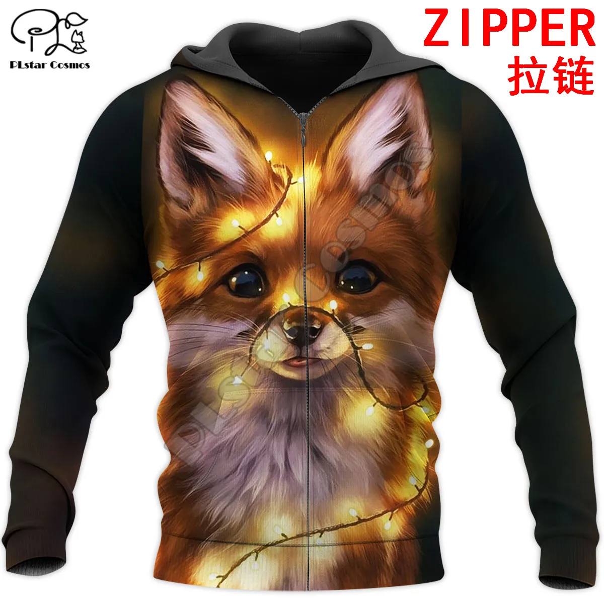 PLstar Cosmos Cute Fox Animal 3D Printed New Fashion Hoodies Sweatshirts Zip Hoded For Men/Women Casual Streetwear Apparel F09