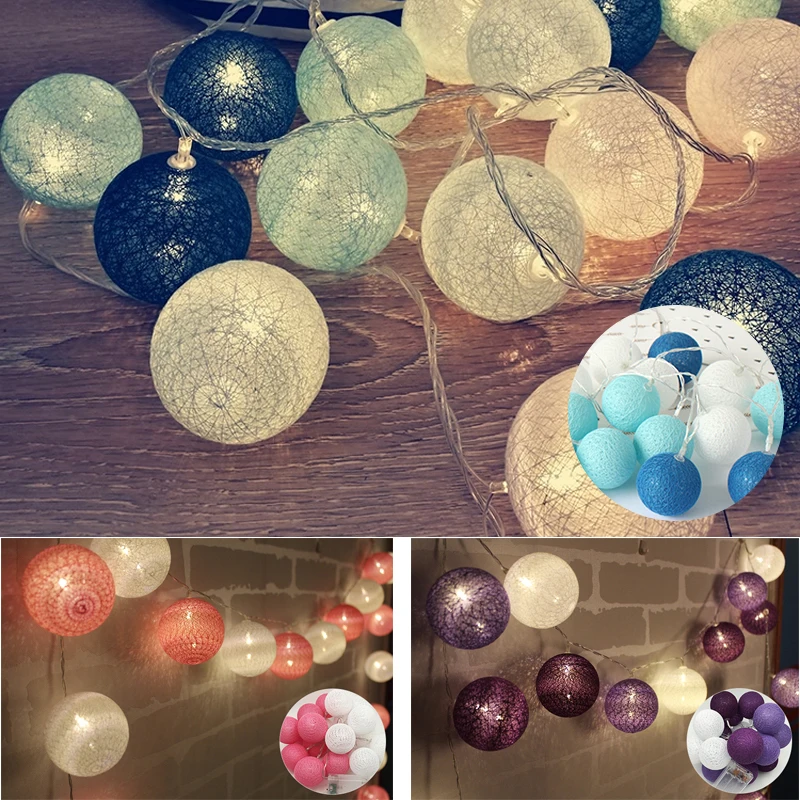 

3.3/2.2M 20 LED Cotton Ball Fairy Lights Wire String Light Garland Lamps For Festival Wedding Party Outdoor Christmas Decoration