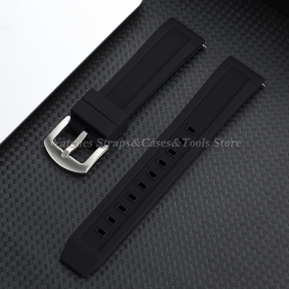 Men's Sport Waterproof 20mm 22mm Soft Silicone Rubber Watch Strap with Quick Release