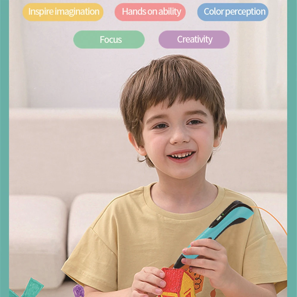 3D Pen Kids PLA Filaments 3D Priting Pen Children DIY Drawing Pens Type C Port Boys Girls Christmas Birthday Gifts