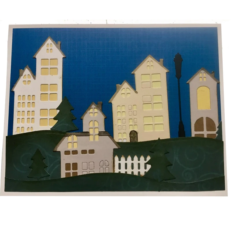 

City Building Shape Decor Greeting Card Metal Cutting Dies Stencil DIY Scrapbook Paper Photo Album Craft Template Dies