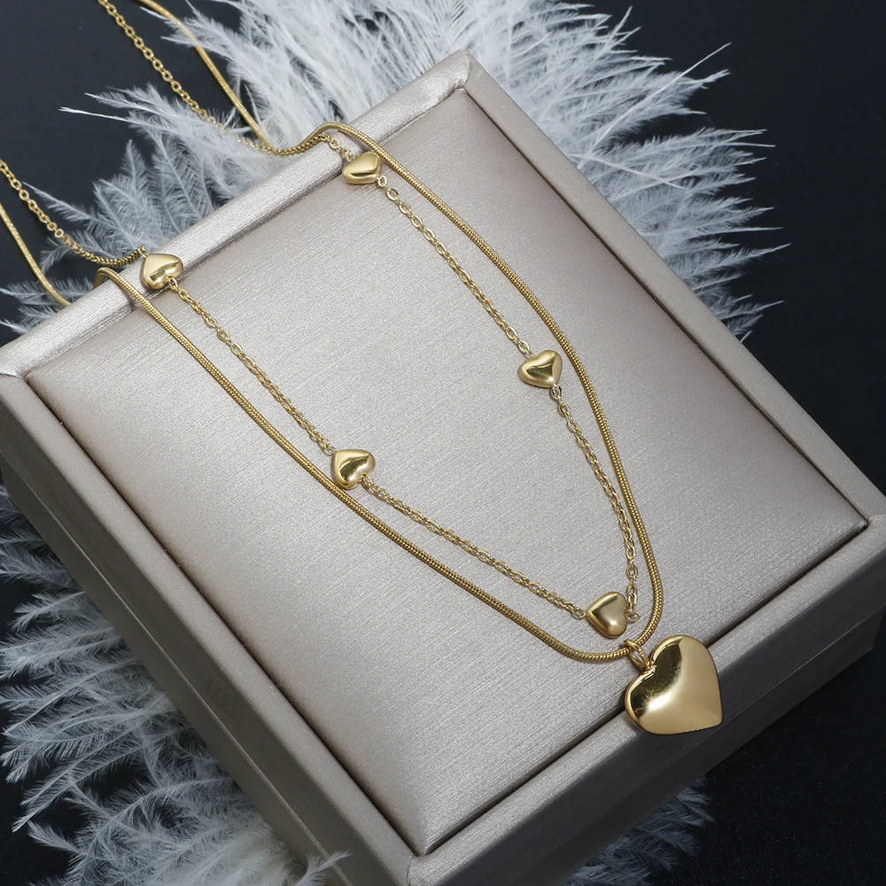 Korean Heart 14KT Yellow Gold Pendant with Chain