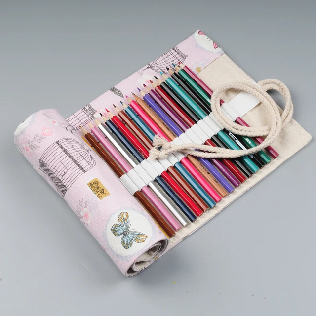 Portable Drawing Pencil Roll Up Bag Canvas Pen Wrap Case Pen Wrap Organizer  Roll Up Pencil Holder 