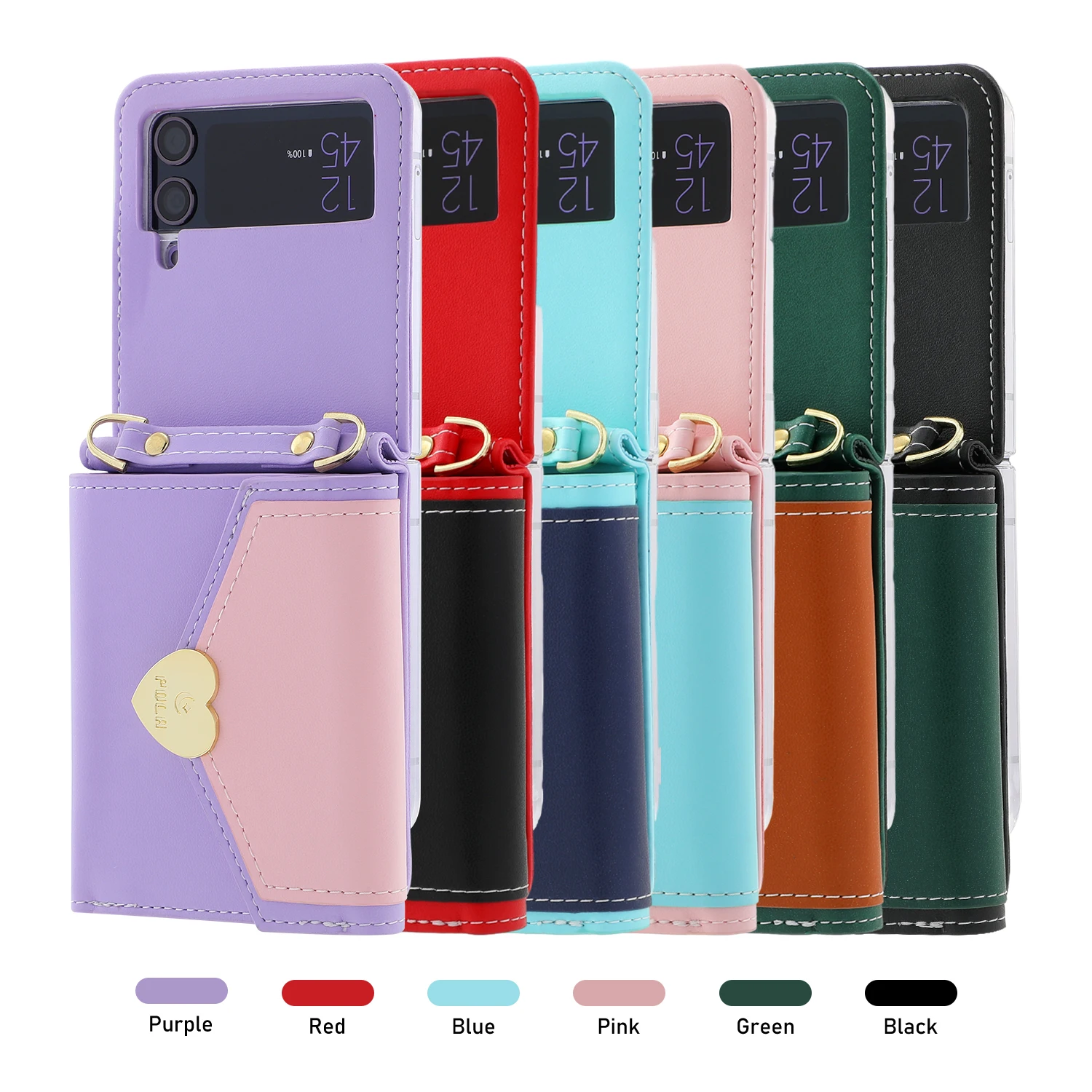

Кожаный чехол-кошелек через плечо для Samsung Z Flip 5 4 3 Flip5 Flip4