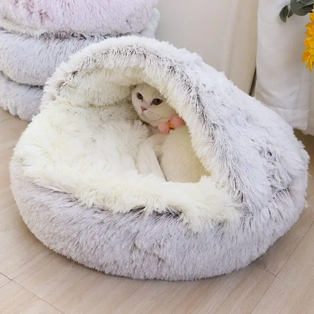 Plush Round Cat Bed Pet Mattress Warm Soft Comfortable Basket Cat Dog 2 in 1 Sleeping Bag Nest for Small Dogs Plush Round Cat Bed Pet Mattress Warm Soft Comfortable Basket Cat Dog 2 in 1 Sleeping Bag Nest for Small Dogs