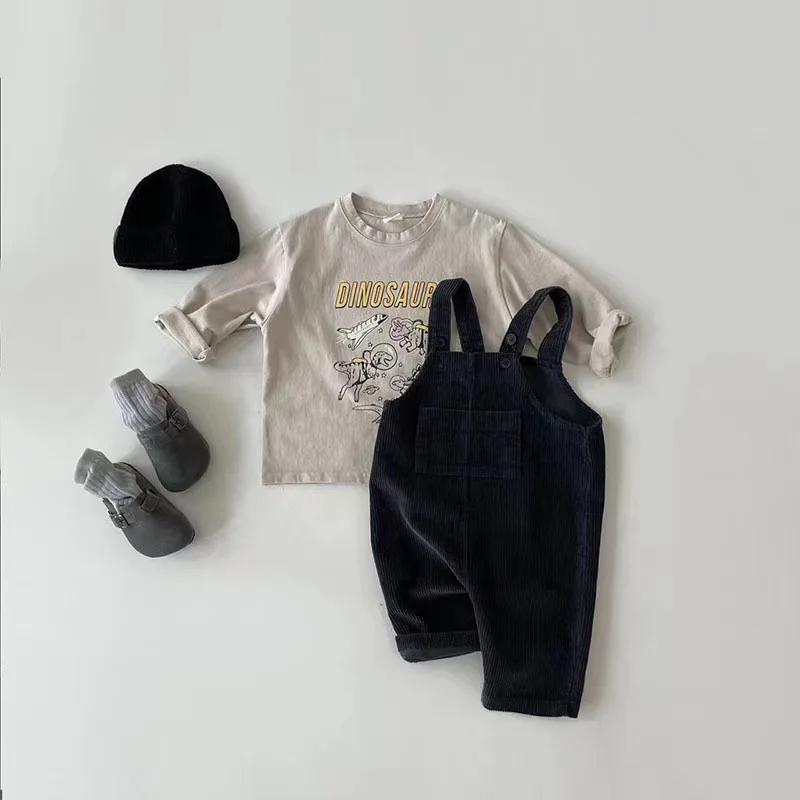 New Spring Toddler Baby Boys Girls Solid Corduroy Suspander Romper Soft Kids Basic Playsuit Jumpsuit Clothing 4
