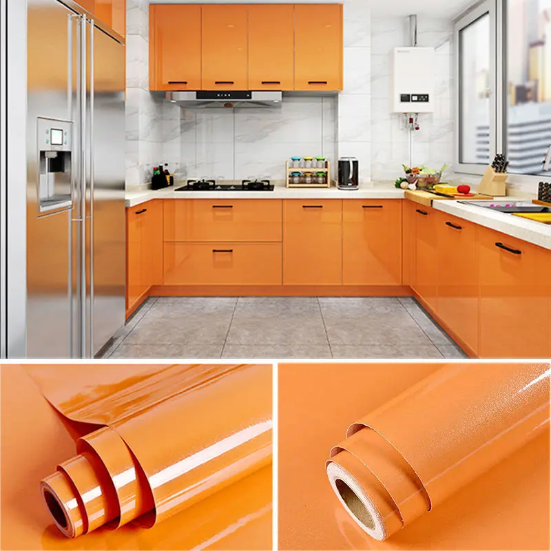 DIY PVC Self-Adhesive Waterproof Oilproof Wallpapers Decorative Kitchen Cabinet Desktop Wall Stickers Home Decors Wall in Rolls 5