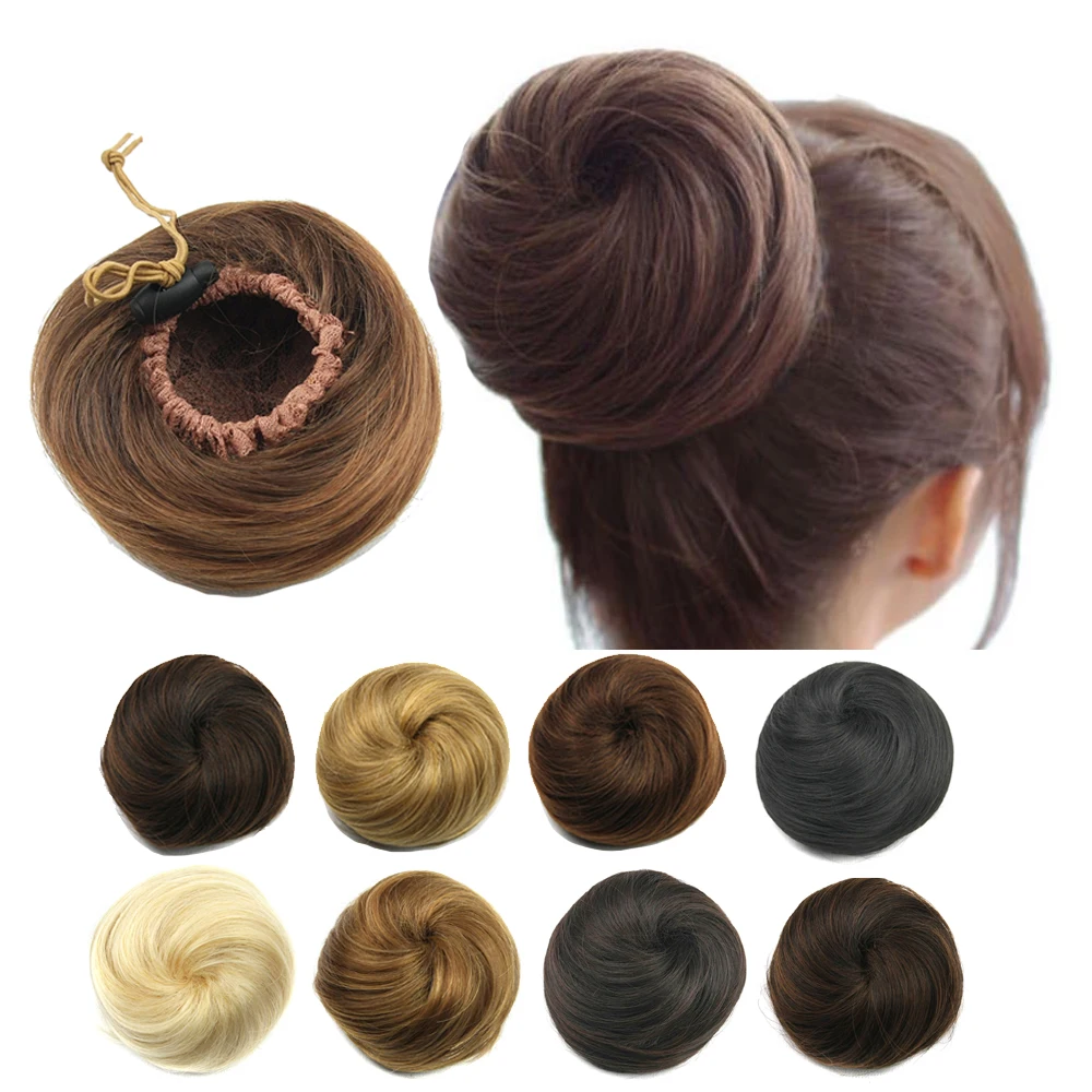 Synthetic Chignon Adjustable Hair Bun Hair Scrunchies Extension Curly Updo Hairpiece For Women bun hairpieces