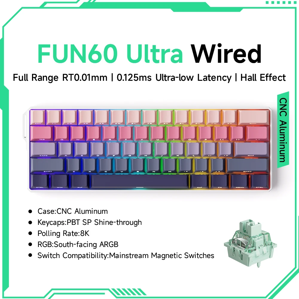 最上位機種 MonsGeek FUN60 Ultra TMR アルミ ラピトリ Amazon.com: MONSGEEK FUN60 Ultra Rapid Trigger Gaming