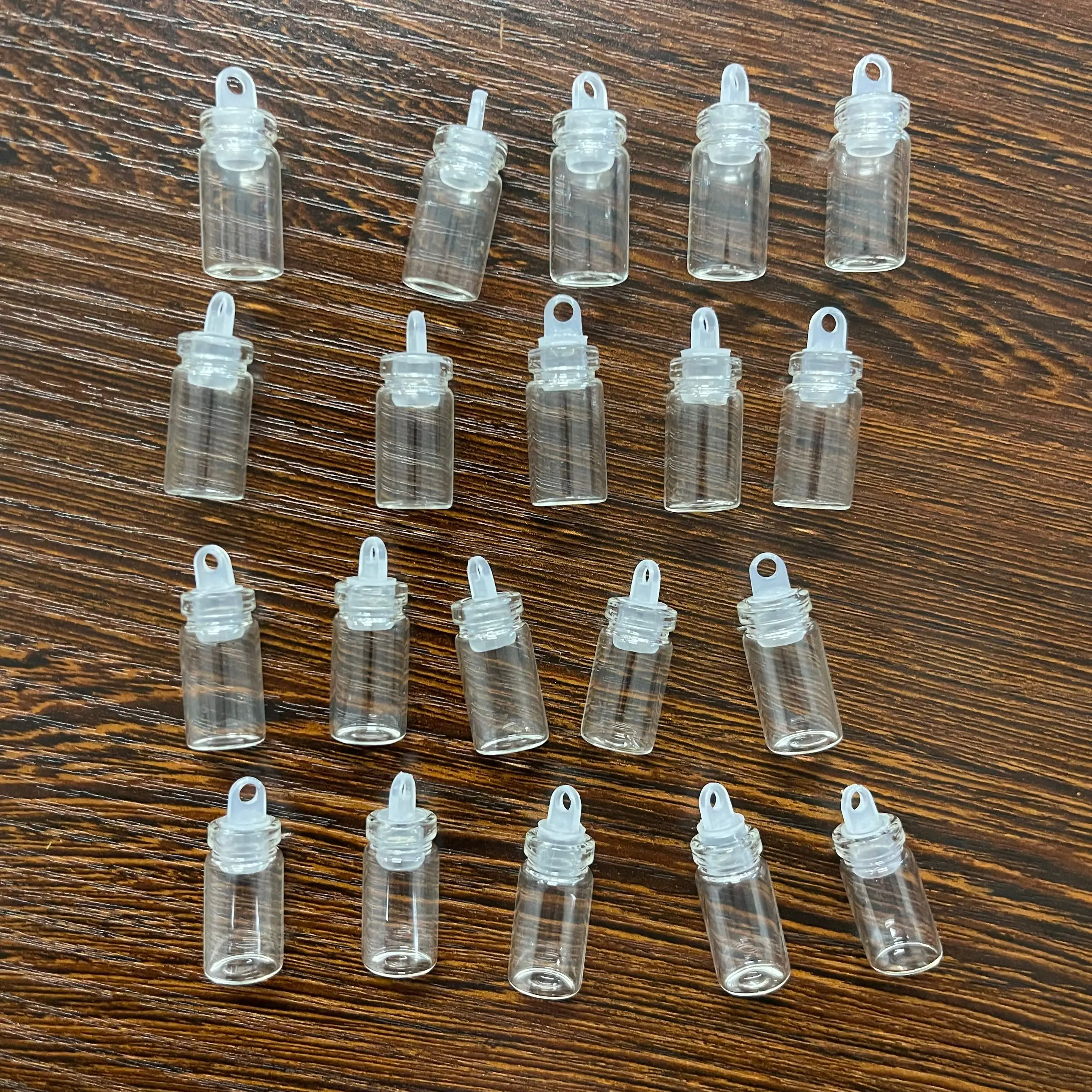 20/100pcs 1ml Mini Glass Bottles Pendants With Plastic Stopper Small Bottle Decoration Crafts Vials Jars 6
