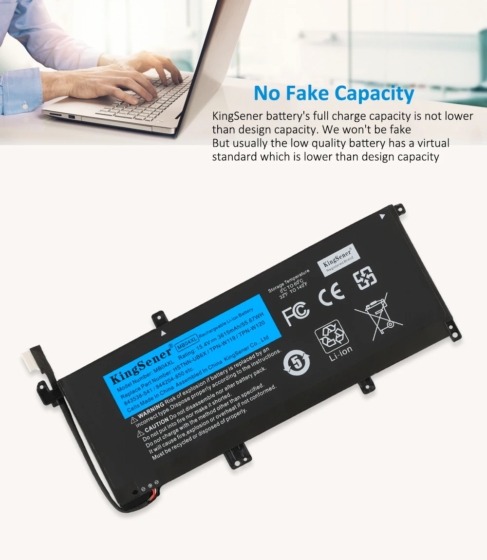 Kingsener-bateria do Portátil para hp Envy Série X360 15-aq103no 15-ar000nd 15-aq002nx Tpn-w119 Hstnn-ub6x 3615mah 54.67wh Mb04xl - Imagem 5