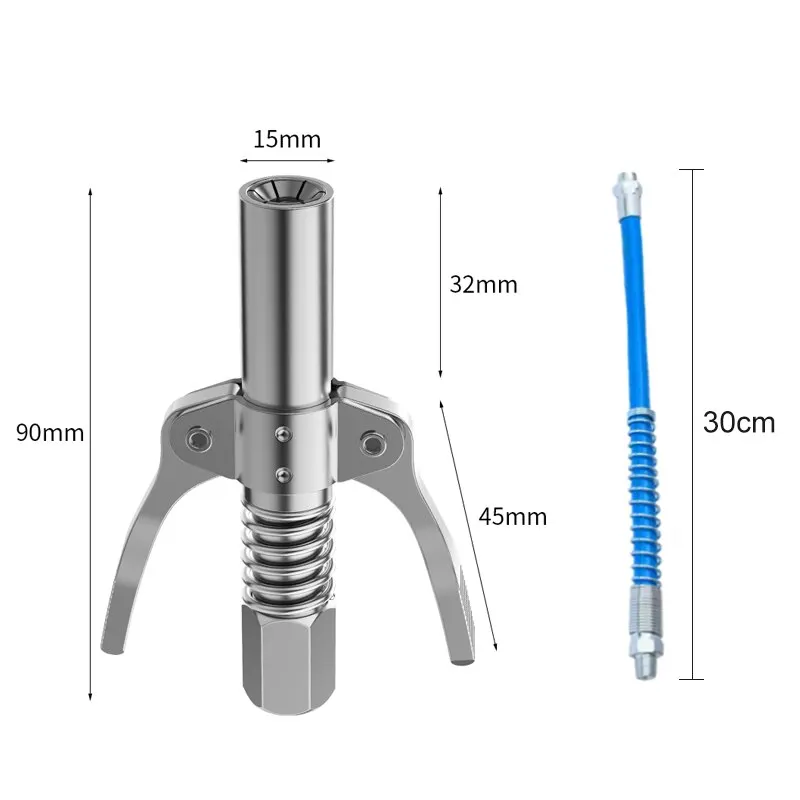 Hose Coupler 10000 PSI Grease Tool Heavy-Duty Quick Lock and Release Double Handle Stainless Steel NPTI/8 Leak-Free