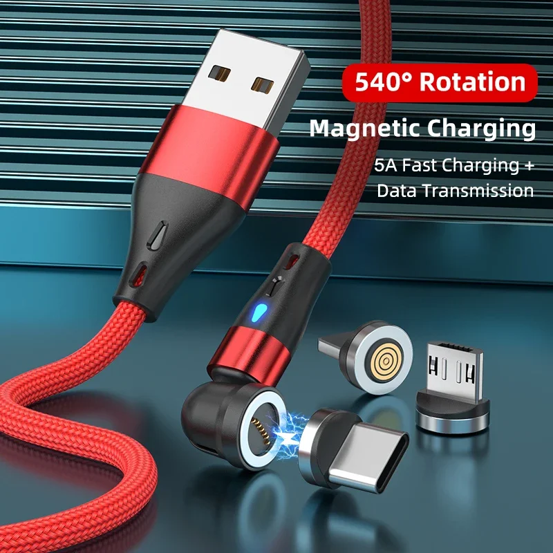 Enhanced Title: AUFU 540° Rotating Magnetic Fast Charging Cable with 5A Power Delivery