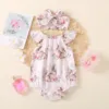 0-24 Months Baby Girls Jumpsuits Easter Costume Outfits Bunny Printed Bodysuit+Headband Fashion Infant Suit Summer Girl Clothing 1