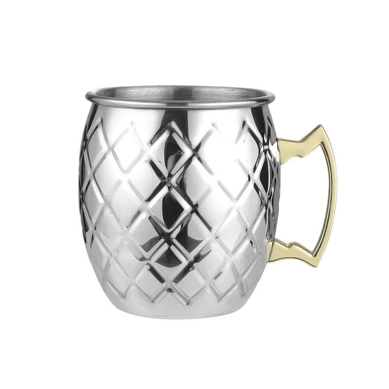 Moskauer Mule-Becher aus Stahl, 500 ml, plattierter Bierbecher, Cocktailbecher mit Griff – Detail 9