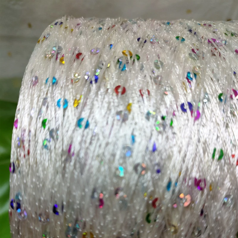 Ice Silk Yarn 260g Natural Shiny Unique Sequin Yarn Skein DIY Hand Crochet Knitting Sewing Thread