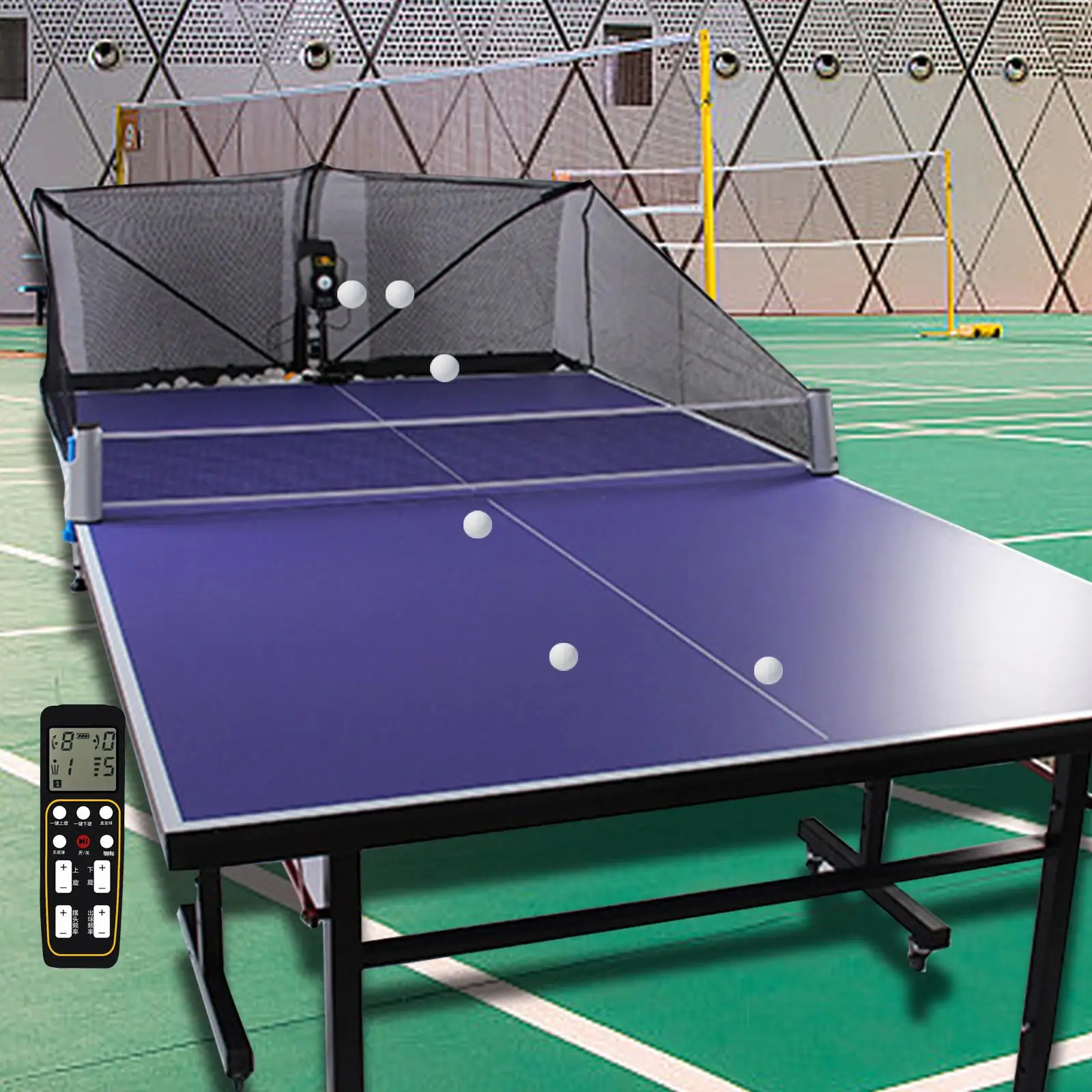 Table Tennis Robot Machine with 100 Table Tennis Balls with Ball Collet Catching Net, Ping Pong
