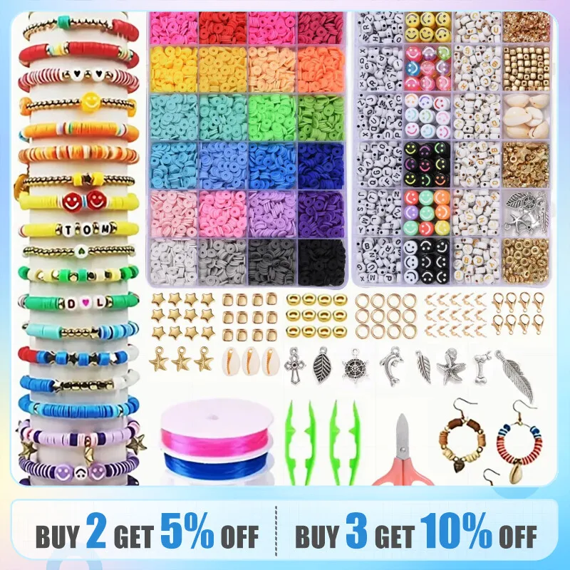 PolymerClayBeadsSet6MMRainbowColorFlatChipBeadsForBoho