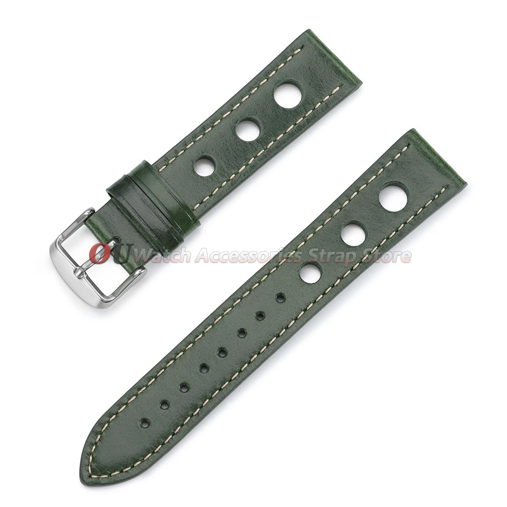 Vintage Leather Breathable Watch Strap - 20mm/22mm Cowhide Sport Bracelet