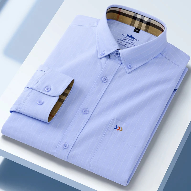 new in shirt 100%cotton oxford long sleeve shirts for men slim fit formal plain shirt hight qulity plaid soft office clothes New in shirt 100%cotton oxford long-sleeve shirts for men slim fit formal plain shirt hight qulity plaid soft office clothes 3