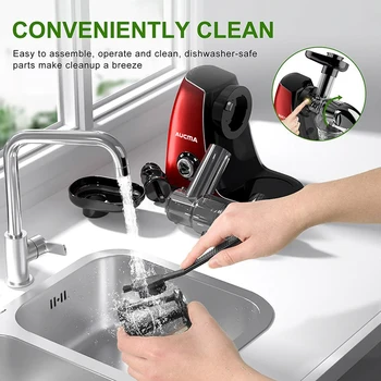 Aucma Juicer Machine Cold Press Juicer Machine with Quiet Motor and Reverse Function Recipes for High Nutrient Fruit Vegetable 5