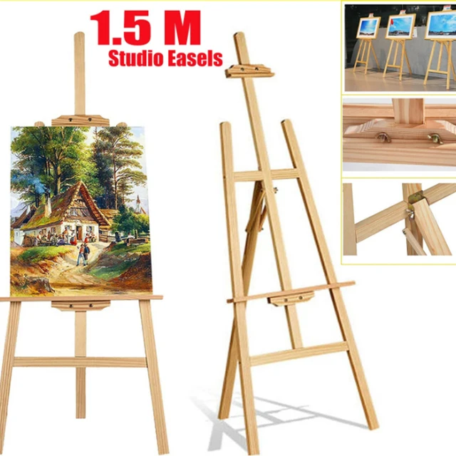Studio Easel Wooden A-Frame Folding Pine Wood Artist Art Craft Adjustable Display Exhibition for Wedding Drawing  1.5M/59inch 1