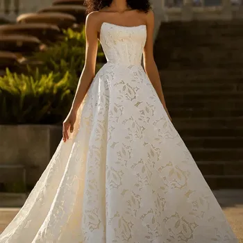 Abito da sposa in pizzo Belle personalizzato per donna Abito da ballo da sposa Abiti Abito da sposa a trapezio di lusso Trian Abito da sposa aperto sul retro
