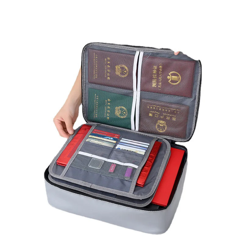 Fireproof Document Password Bag Travel Waterproof File Money Storage Safe Papers Zipper Safety Organizer Multi-Layer Card Case