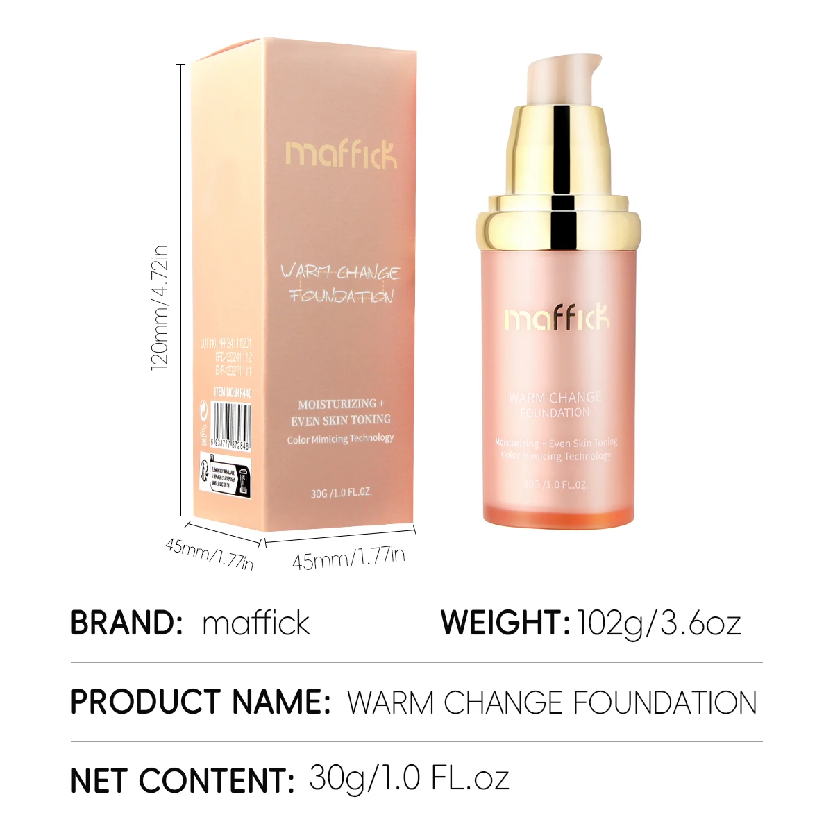 Maffick 2 Color Brightening Long Lasting Hydrating Concealer Color Changing Foundation Waterproof No Makeup Removal Concealer