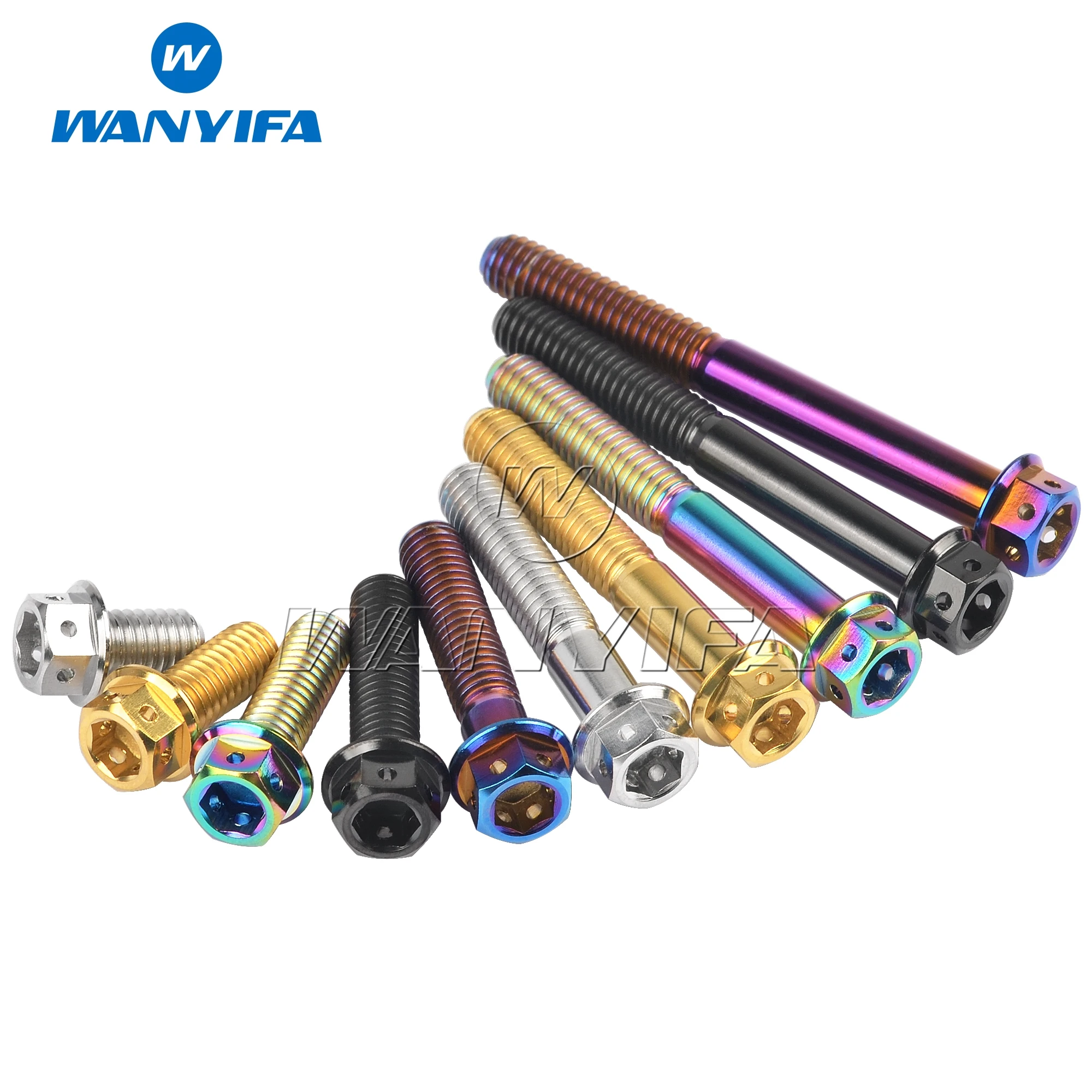 Titanium Bolts Wanyifa M6 M8x10 15 20 25 30 35 40 45 50 55 60 75mm Flange Inner Hexagon Head for Motorcycle Brake Calipers