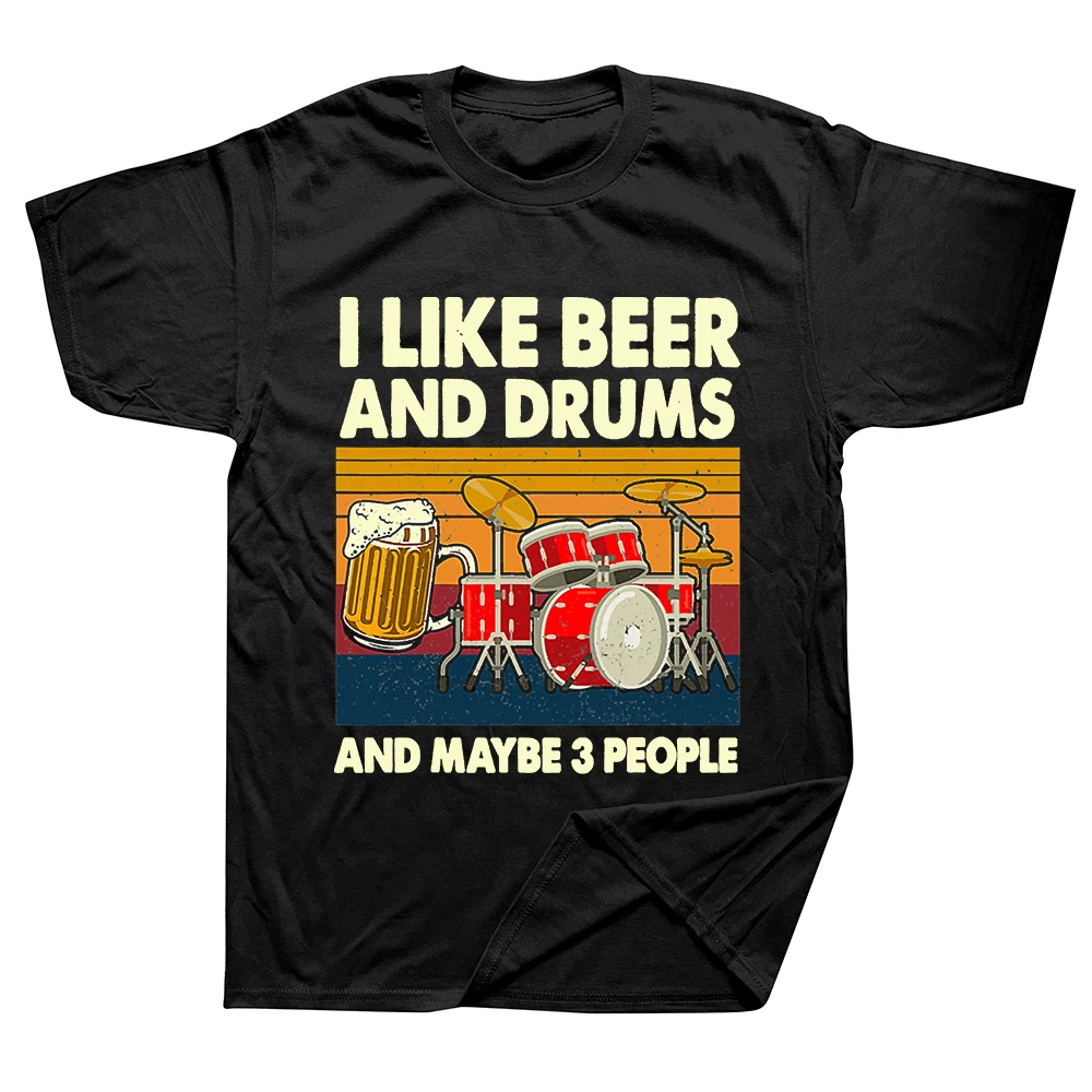 Ich mag Bier und Schlagzeug und vielleicht 3-Personen-Schlagzeuger-T-Shirt, grafische Baumwolle, Streetwear, Trommeln, Geburtstagsgeschenke, T-Shirt, Herrenbekleidung – Detail 3