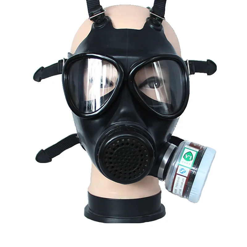 Black87FullFaceRubberChemicalGasMaskRespiratorPA1FilterBox