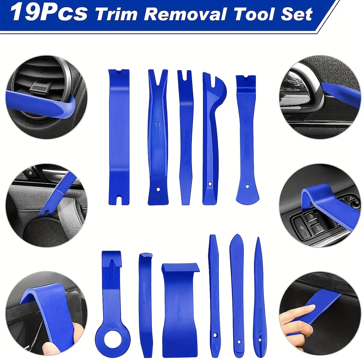 Trim removal tool set 19pcs clip plier upholstery remover nylon car panel removal with portable storage bag