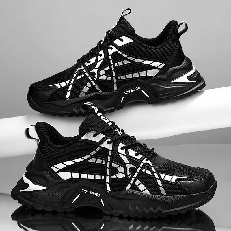 Men's Outdoor Running Sneakers - Comfortable and Breathable Design, Fashionable Lace-Up Sports Style, Versatile and Trendy