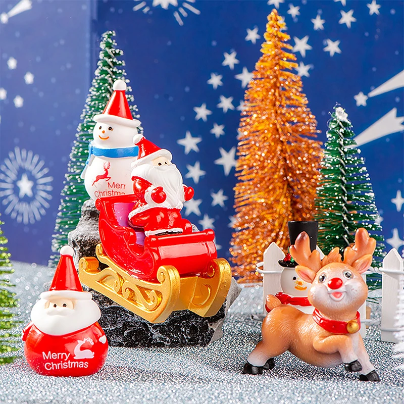 

Christmas Resin Ornament Figurines Craft Xmas Decorations For Home Fireplace Table New Year Gifts